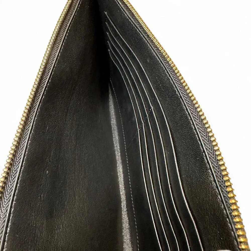 Smythson Men's Black Leather Panama Pochette Pouch, Wristlet - NWOT